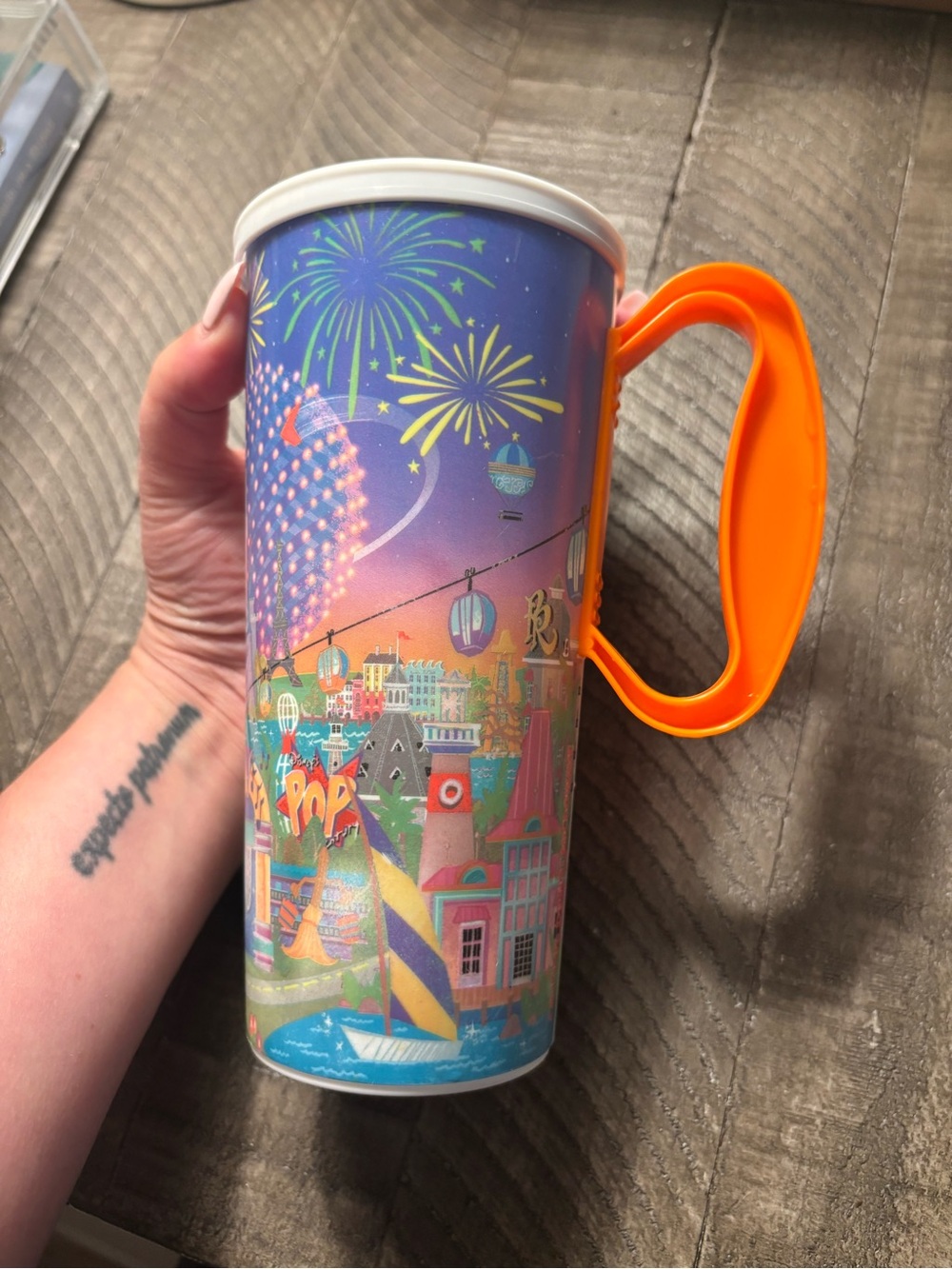 Disney Multicolor Fireworks Souvenir Cup 2024 Orange Handle - Picture 3 of 7